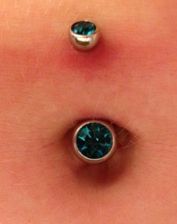 New navel piercing a little sore from being bumped.