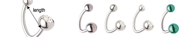 J-Curves can be worn in VCH piercings and navel piercings