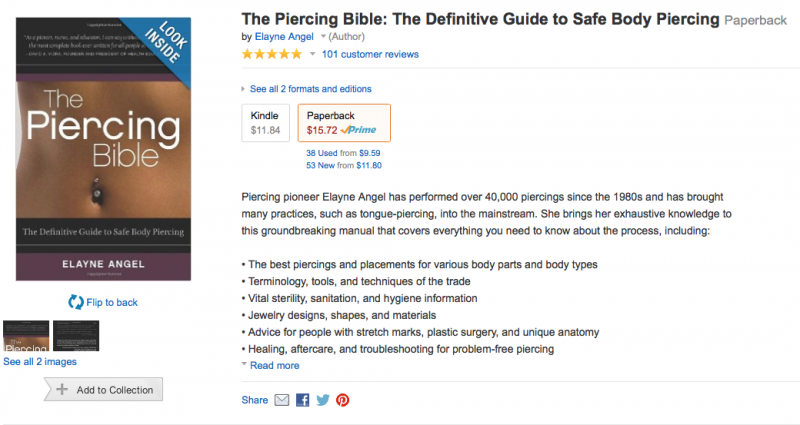 101 customer reviews of The Piercing Bible on Amazon.com