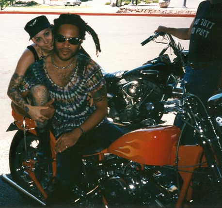 Lenny Kravitz and I on his motorcycle in New Mexico circa 1996