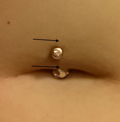 Alternative placement suggestion for navel piercing.